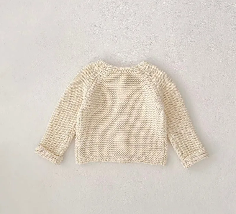 Cardigan bébé fille doux 100% coton – Ivoire Blush - Dernière pièce disponible