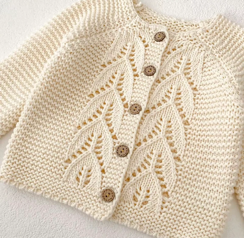 Cardigan bébé fille doux 100% coton – Ivoire Blush - Dernière pièce disponible