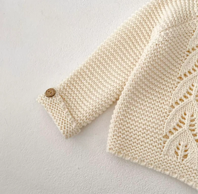 Cardigan bébé fille doux 100% coton – Ivoire Blush - Dernière pièce disponible