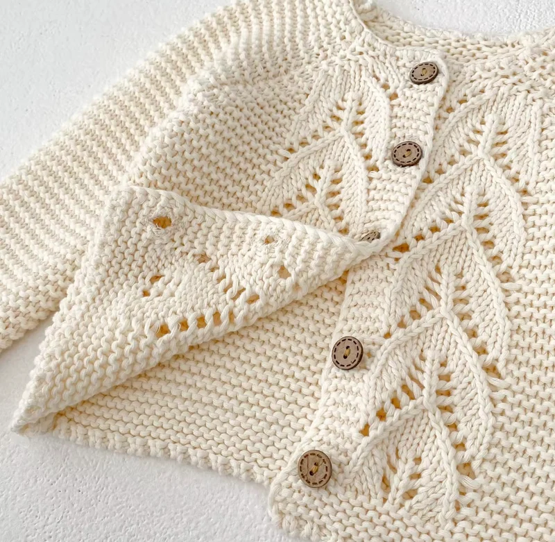 Cardigan bébé fille doux 100% coton – Ivoire Blush - Dernière pièce disponible