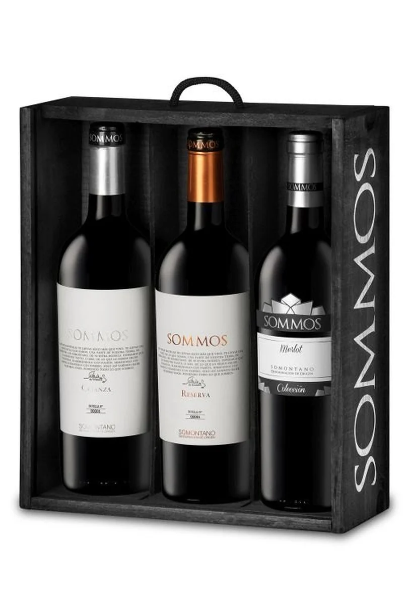 (SOMMO) Wooden case for 3 bottles .