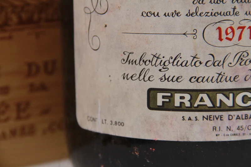 Grignolino Vino Invecchiato 1971 "Riserva del Nonno Battista" – Cantine Francone (Neive d'Alba) – Format Spécial 3,8 Litres
