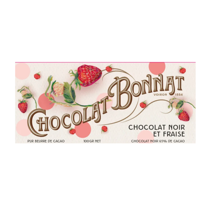 Tablette Chocolat Noir 65% et Fraise | 100g