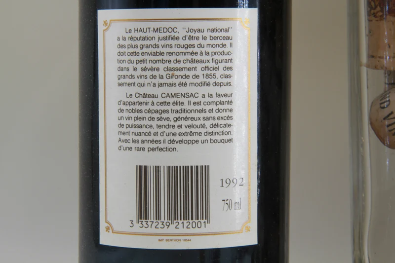 Chateau Camensac Grand Cru Classé Haut Médoc 1992