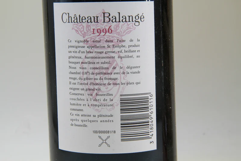 Chateau Balangé Saint Estephe 1996