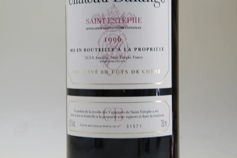 Chateau Balangé Saint Estephe 1996