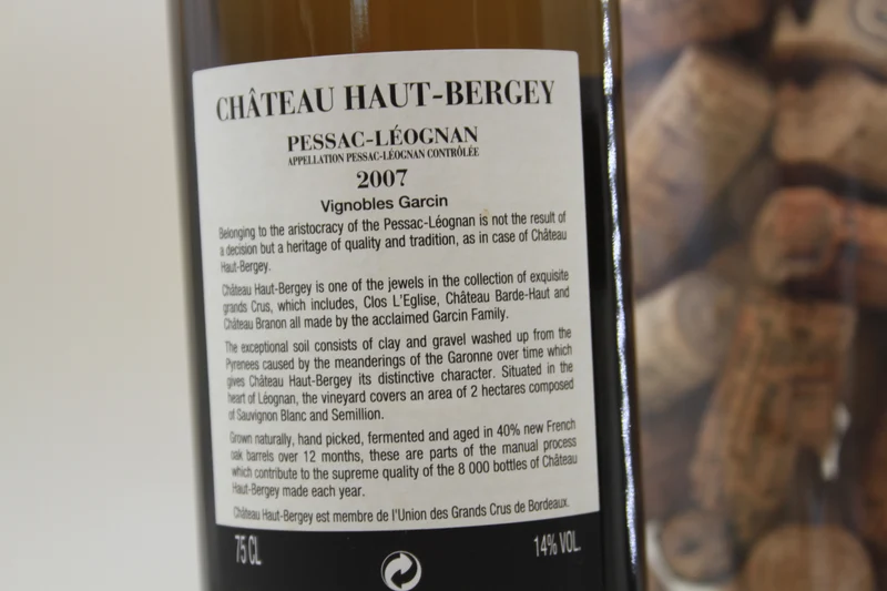 -Chateau Haut Bergey ** 2007** Pessac Léognan