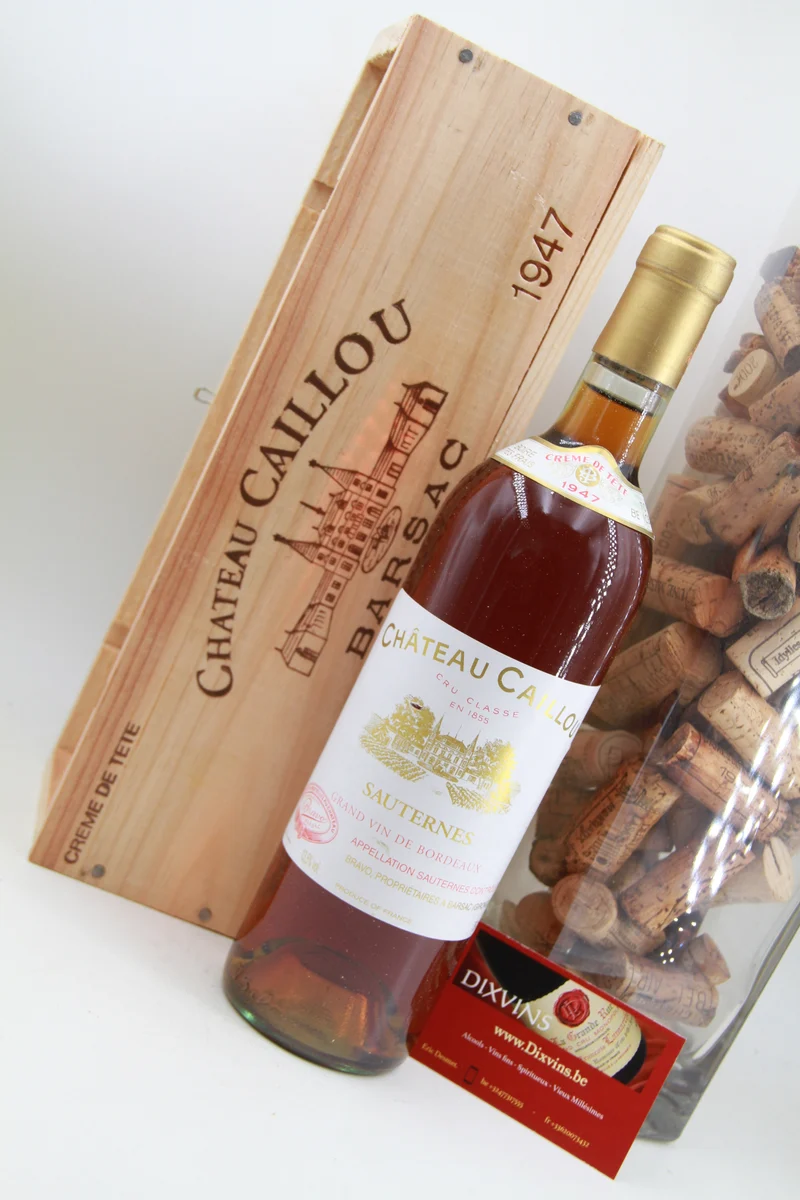Château Caillou Crème de Tête 1947 caisse bois d'origine