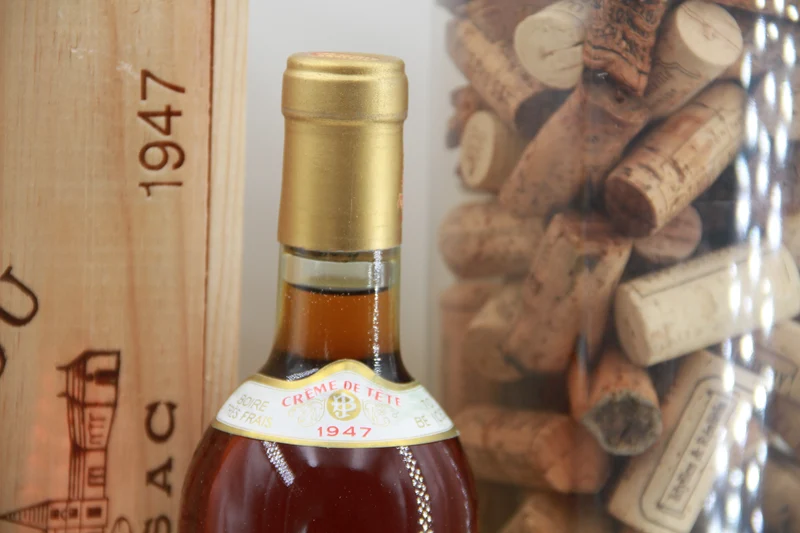Château Caillou Crème de Tête 1947 caisse bois d'origine