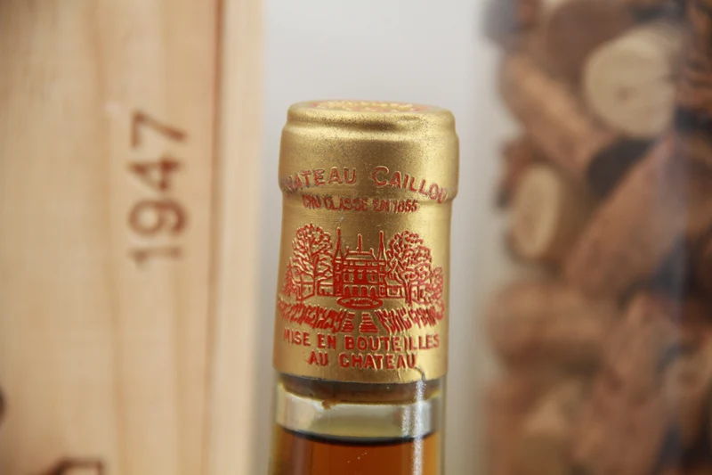 Château Caillou Crème de Tête 1947 caisse bois d'origine