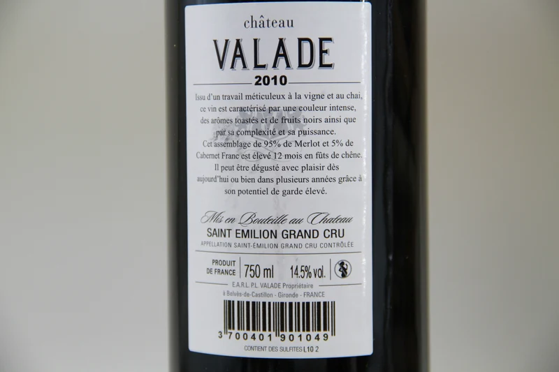Chateau Valade ** 2010 ** Grand Cru Saint Emilion