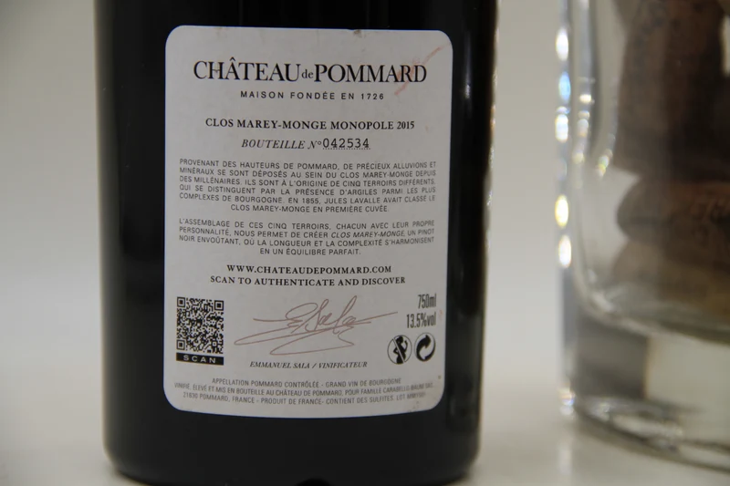 -Chateau de Pommard **2015 ** Clos Marey Monge