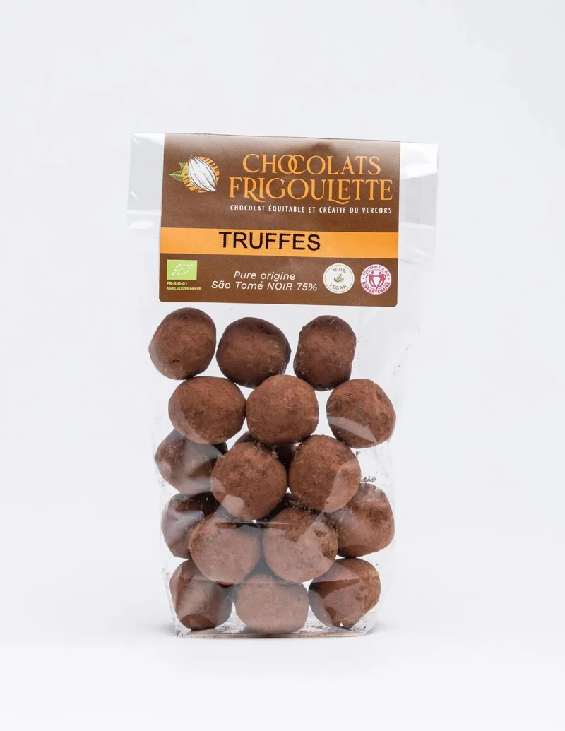 Truffes au Chocolat Noir 66% Bio Praliné de Noisettes Fin | 150g