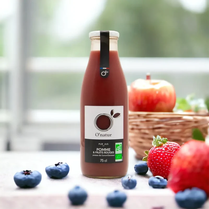 Pur Jus Pomme Bio du Lot et Garonne et Fruits Rouge Bio - 75 cL