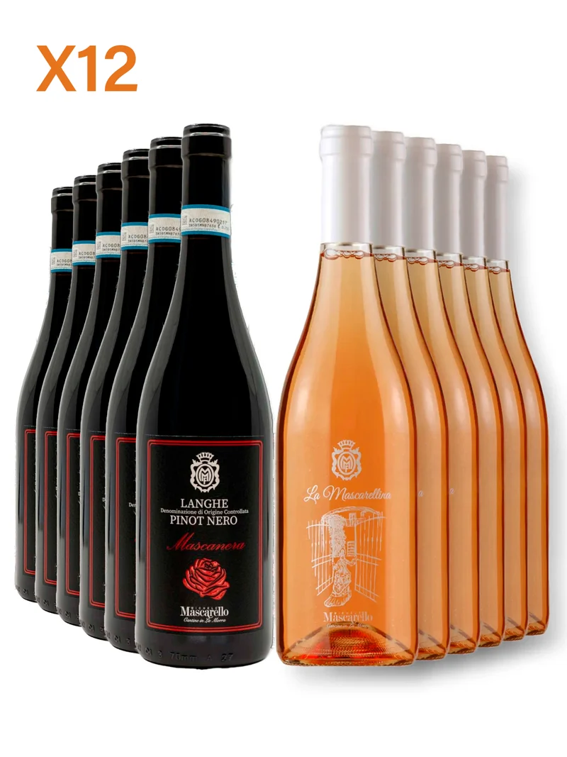Box x12 Mascanera Pinot Nero D.O.C 2025 + La Mascarellina Vino Rosato