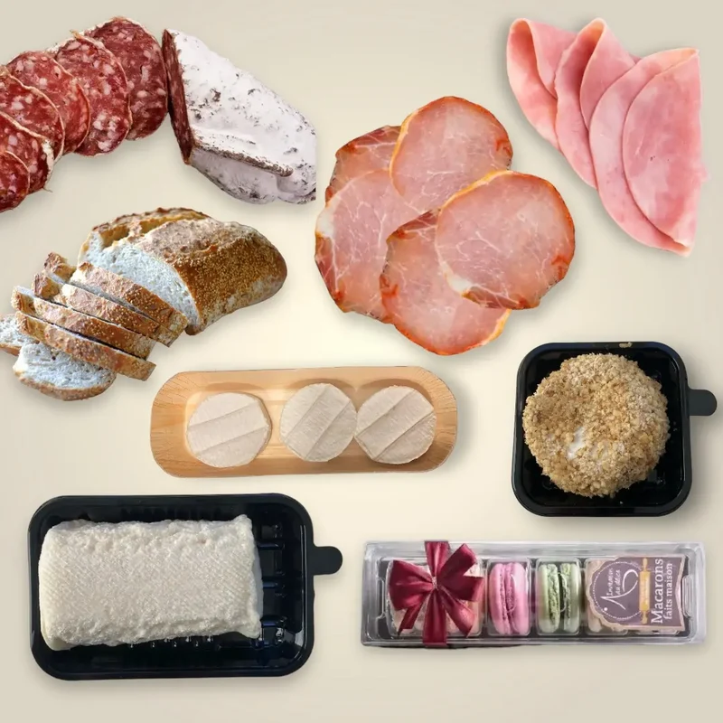 Dinner dans un panier - Plateau de charcuterie, fromage et Macarons