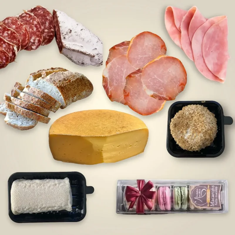 Dinner dans un panier - Plateau de charcuterie, fromage et Macarons