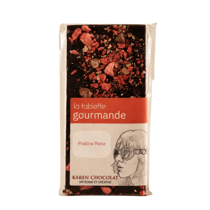 La Tablette Gourmande Chocolat Noir 69% et Praline Rose | 100g