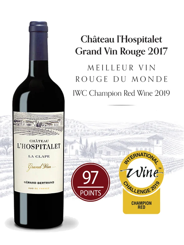 Château l'Hospitalet Grand Vin Rouge AOP La Clape 2017 – Caisse Bois 6 Bouteilles 75cl