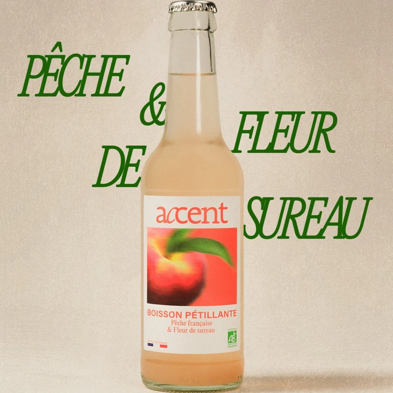 Infusion pétillante bio Pêche/Sureau 33cl - Accent
