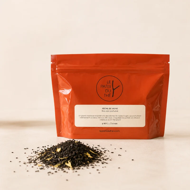 Thé Noir Parfumé | Pêche de Vigne | Vrac 100g