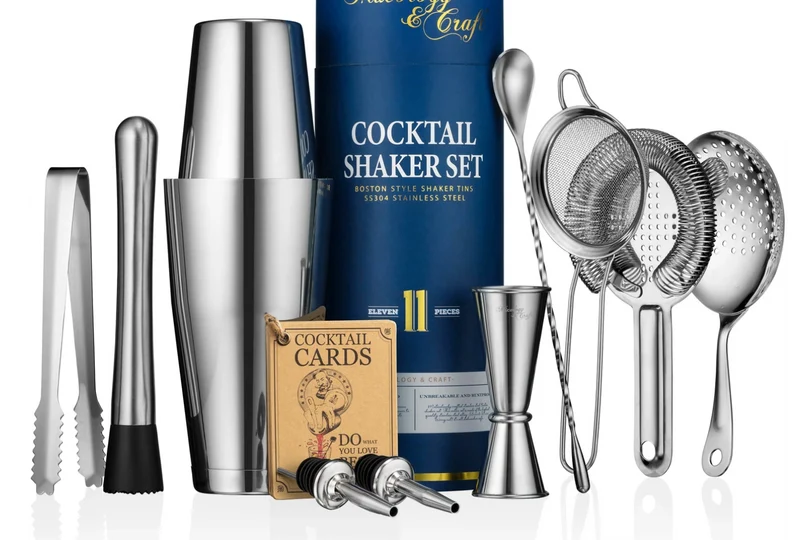 Ensemble de shaker à cocktail en argent avec shaker boston pondéré