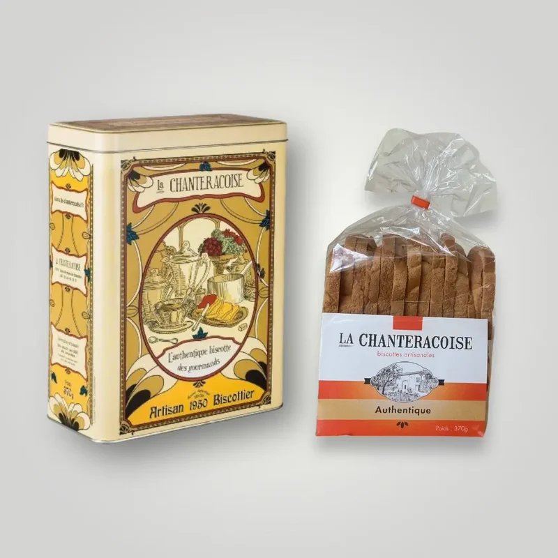 Boîte métal Art déco + biscottes authentique - 370g