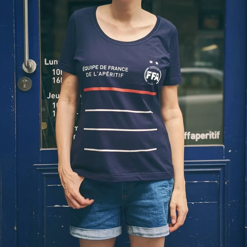 T-SHIRT ÉQUIPE DE FRANCE DE L'APÉRITIF BLEU MARINE - FEMME