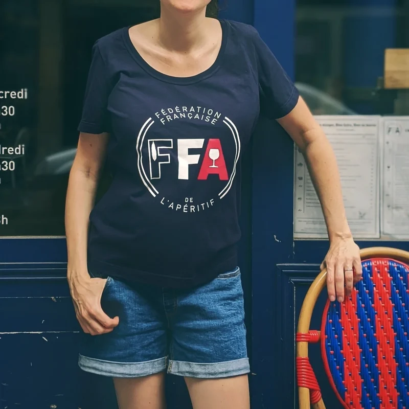T-SHIRT LOGO OFFICIEL - BLEU MARINE - FEMME