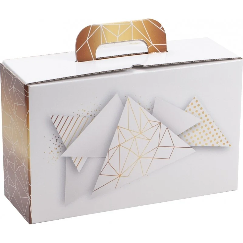 Valisette Carton Blc.Motif Géo - Taille M